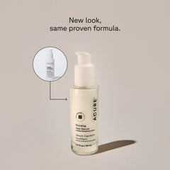 A bottle of Bonding Hair Serum with a pump dispenser next to a circle displaying old packaging and a text calling out: New look, same proven formula
