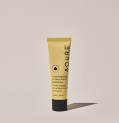ACURE Ultra Hydrating 12 Hour Facial Moisturizer Tube n a neutrla background