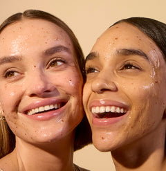 Woman with Acure Zombie Clarifying Mask applied– vegan skincare treatment for detoxifying and clarifying skin