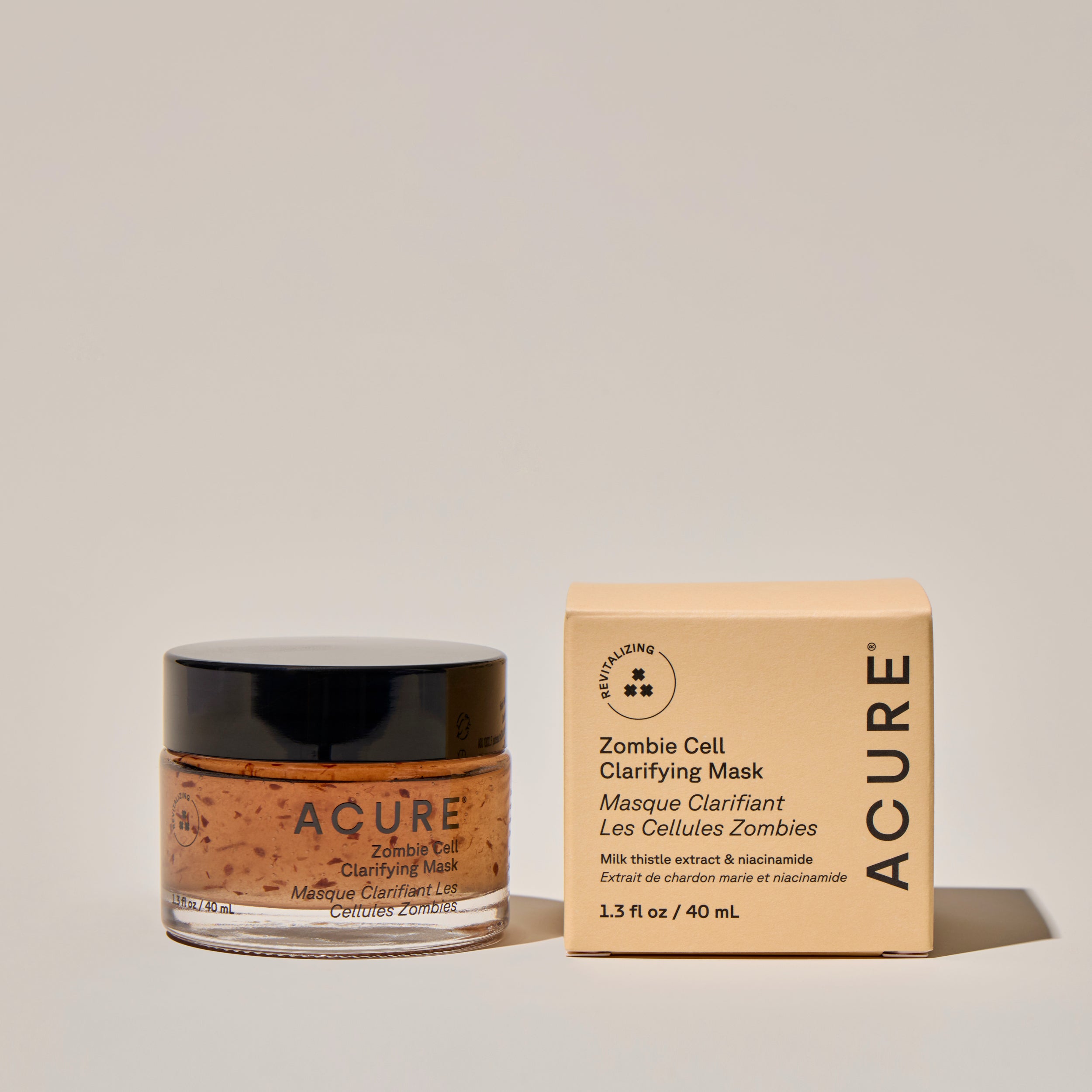 Acure Zombie Clarifying Mask with box packaging – vegan detox face mask for dull skin