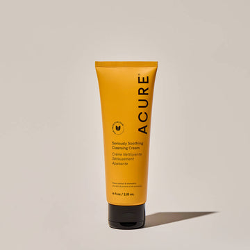 Seriously Soothing Cleansgin cream tube on a neutral background