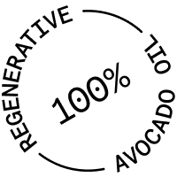 Circular logo with '100% Avocado Oil' and 'Regenerative' text.