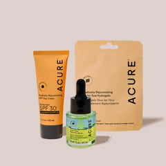 Acure radiant renewal products on a neutral background