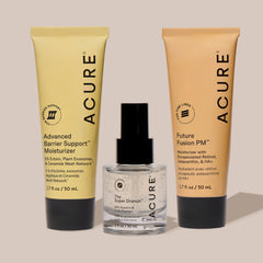 three acure products on a neutral background