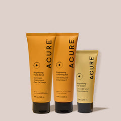 acure brightening  products on a neutral background