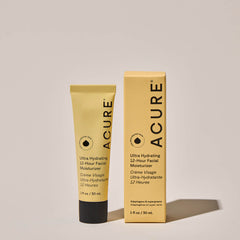 Acure Ultra Hydrating 12-Hour Facial Moisturizer tube and box on a beige background