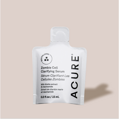 Acure Zombie Cell Clarifying Serum packaging on a beige background